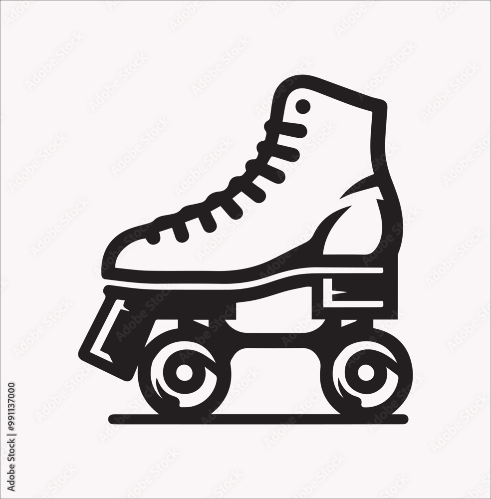 Roller skates Boot Vector silhouette illustration icon on a white background Roller skates Boot Vector silhouette illustration icon on a white background