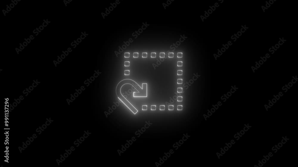 Neon clear selection mirrored icon white glowing black background animation Neon clear selection mirrored icon white glowing black background animation