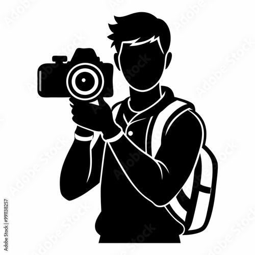 Photographer Black Vector silhouette