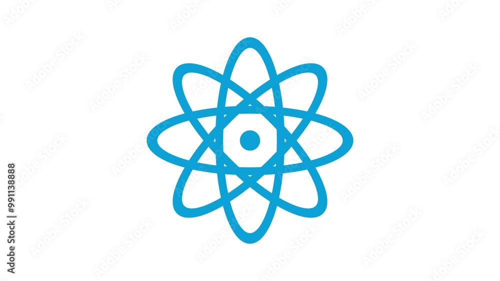 Animated of atom icon. Rotating electrons and pulsating nucleus line animation. Atomic structure. Animated of atom icon. Rotating electrons and pulsating nucleus line animation. Atomic structure.