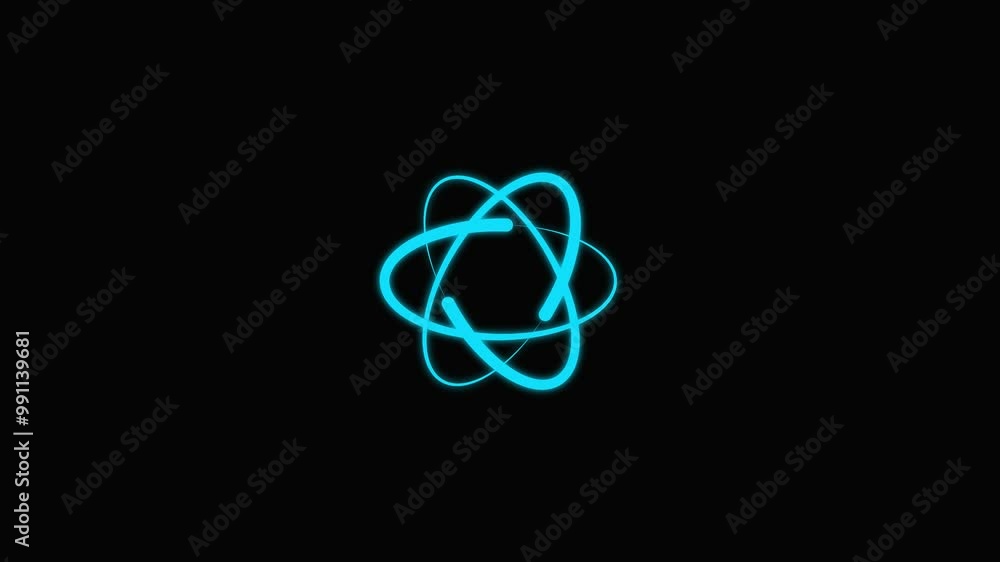 Animated of atom icon. Rotating electrons and pulsating nucleus line animation. Atomic structure. Animated of atom icon. Rotating electrons and pulsating nucleus line animation. Atomic structure.