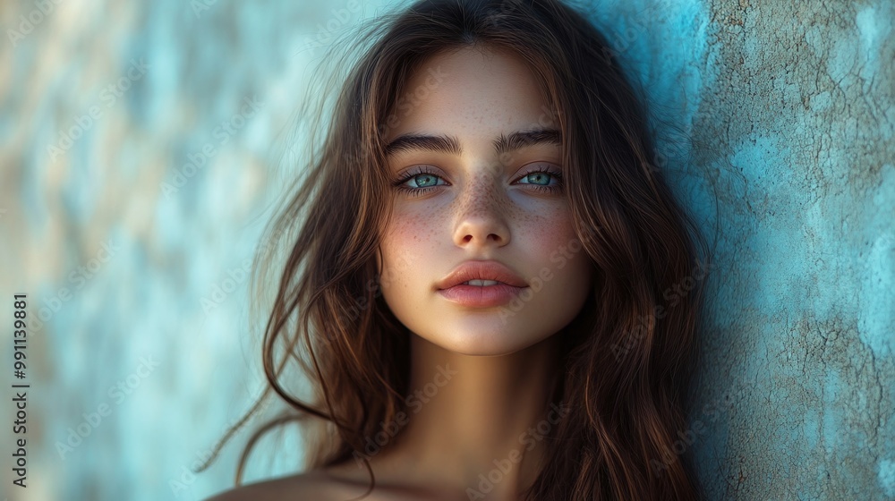 young woman in casual fashion leaning against wall, demonstrating confidence and beauty in outdoor portrait, showcasing modern lifestyle and trendy vibes in urban backdrop young woman in casual fashion leaning against wall, demonstrating confidence and beauty in outdoor portrait, showcasing modern lifestyle and trendy vibes in urban backdrop