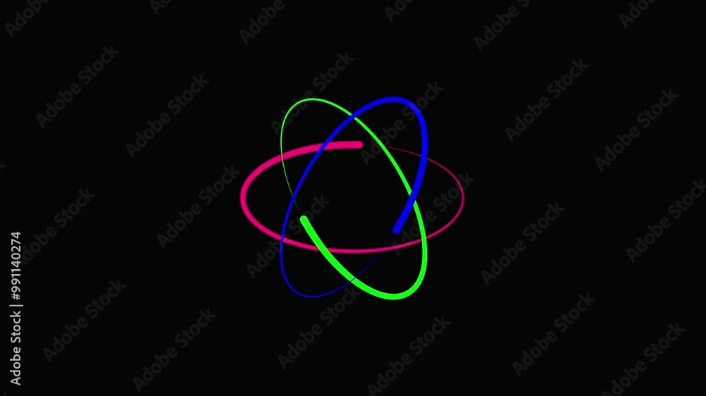 Animated of atom icon. Rotating electrons and pulsating nucleus line animation. Atomic structure. Animated of atom icon. Rotating electrons and pulsating nucleus line animation. Atomic structure.