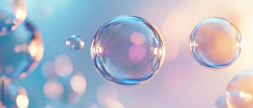 A series of bubbles in a blue and pink color scheme A series of bubbles in a blue and pink color scheme