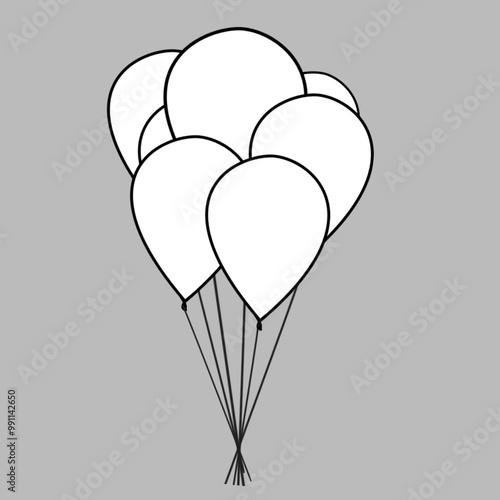 black and white ballone for wishing people and design banner to inaugurat work! This is isolated from silver background so you can easily use this for your work and you can also colour this !