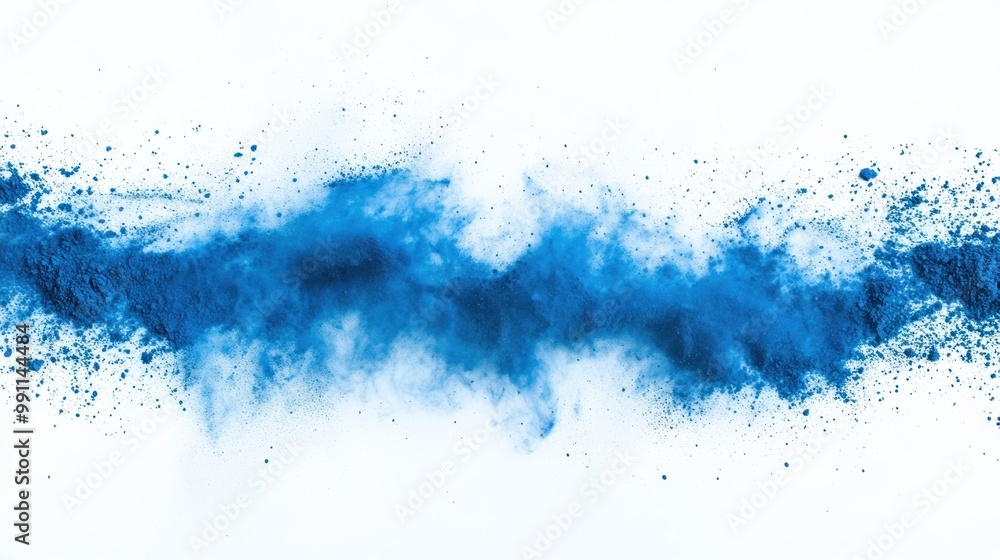 A vibrant blue powder explosion against a white background, creating a dynamic visual effect. A vibrant blue powder explosion against a white background, creating a dynamic visual effect.