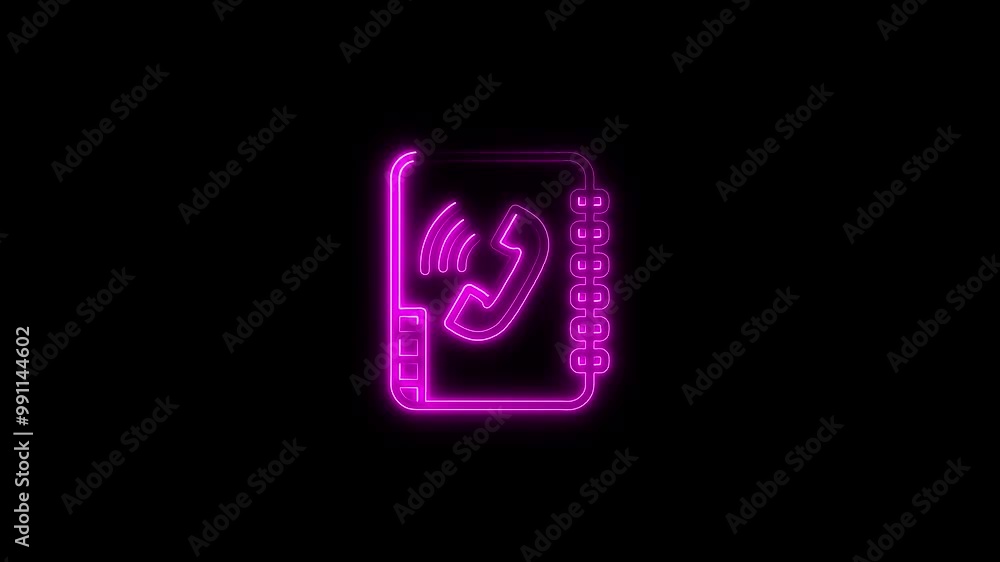 Glowing neon mobile phone call icon, mail box, online chat icon on black background. Neon online communication technology icon concept. Glowing neon mobile phone call icon, mail box, online chat icon on black background. Neon online communication technology icon concept.
