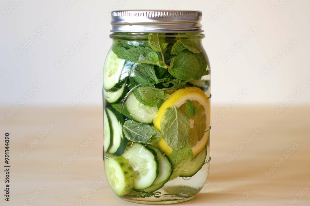 Cucumber-lemon-mint detox water jar Cucumber-lemon-mint detox water jar