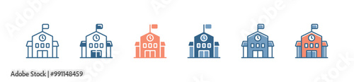 education school building icon set simple academy university college architecture vector illustration for web and app