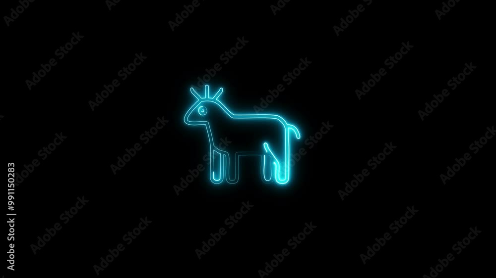 Glowing neon animals icon animation. Neon sign icon on black background. Glowing neon animals icon animation. Neon sign icon on black background.