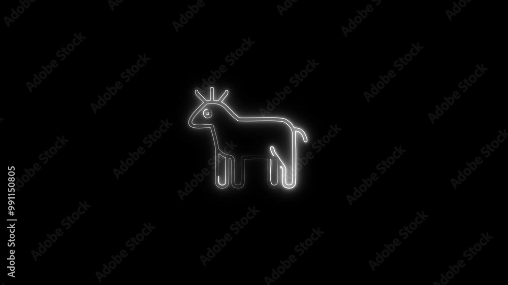 Glowing neon animals icon animation. Neon sign icon on black background. Glowing neon animals icon animation. Neon sign icon on black background.