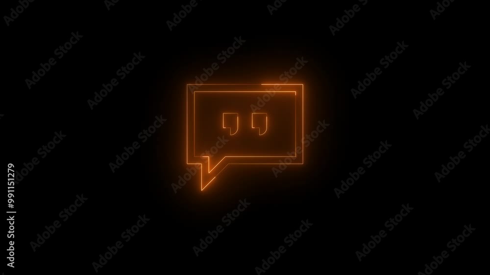Neon comment icon brown glowing black background animation Neon comment icon brown glowing black background animation