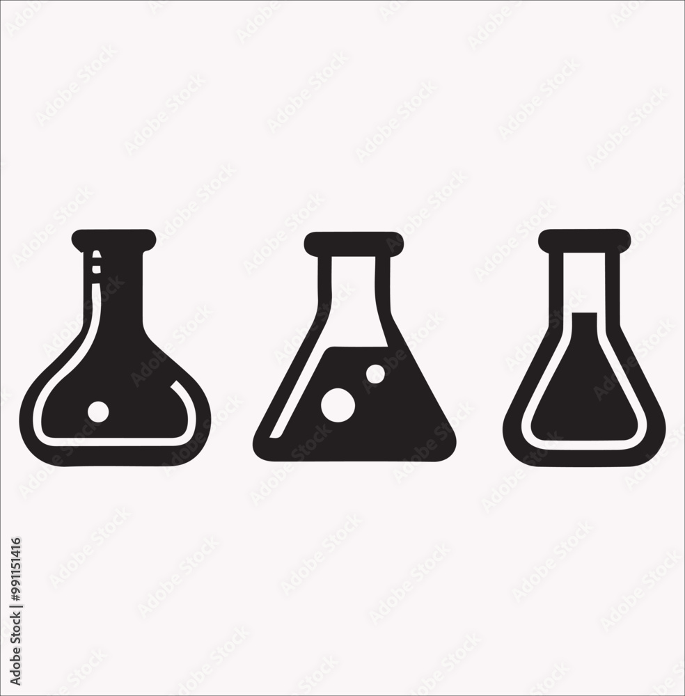 Test tube different style Vector silhouette illustration icon on a white background Test tube different style Vector silhouette illustration icon on a white background