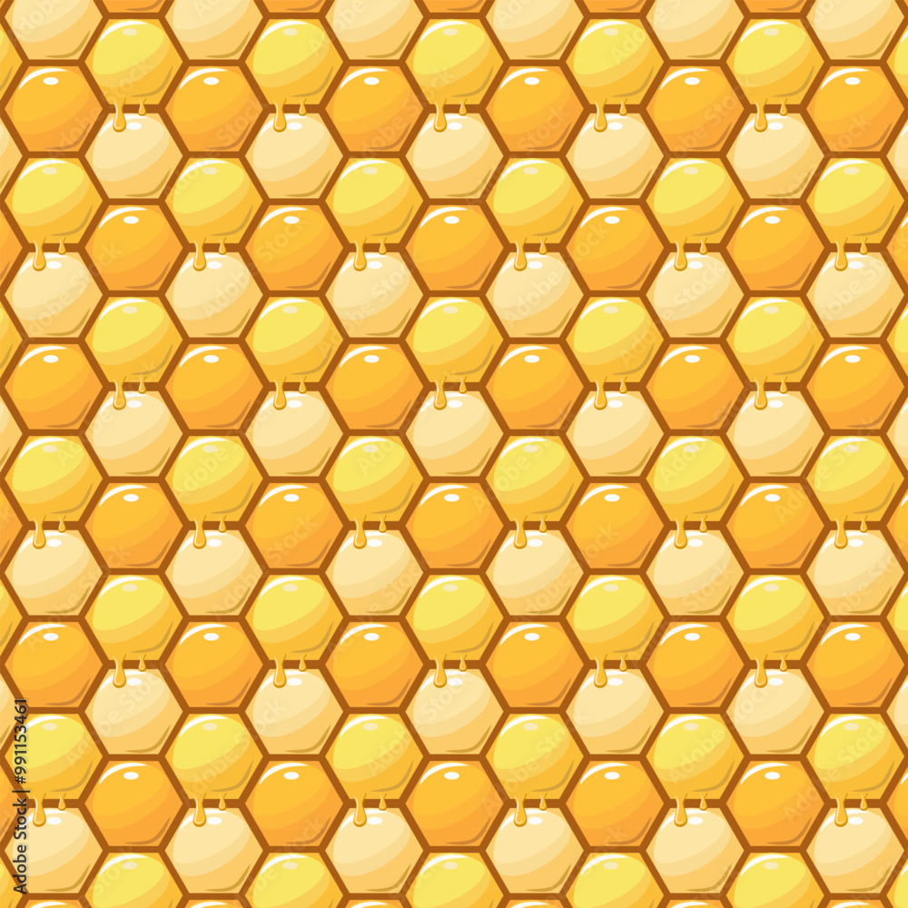 Honeycombs in vector pattern.Vector seamless pattern with yellow honeycombs. Honeycombs in vector pattern.Vector seamless pattern with yellow honeycombs.