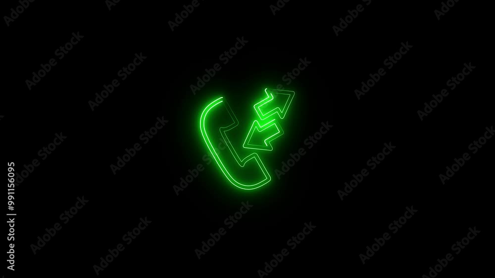 Glowing neon mobile phone call icon, mail box, online chat icon on black background. Neon online communication technology icon concept. Glowing neon mobile phone call icon, mail box, online chat icon on black background. Neon online communication technology icon concept.