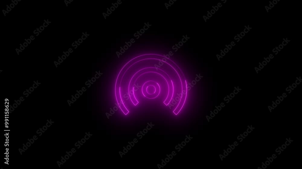 Neon communications icon pink glowing black background animation Neon communications icon pink glowing black background animation