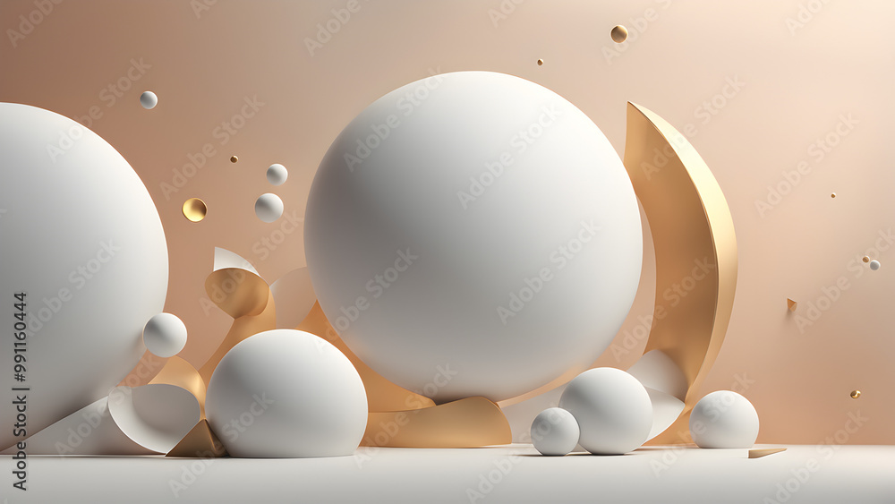 Fototapeta premium Design a modern and abstract 3D rendering background, featuring separate elements for the sun, moon.