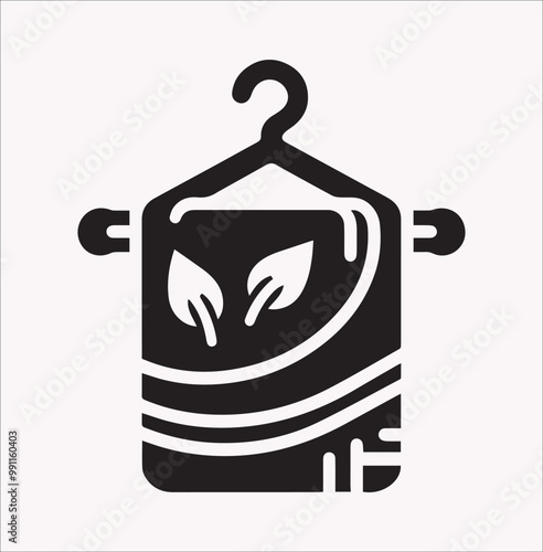 Hanging towel icon vector silhouette on a white background