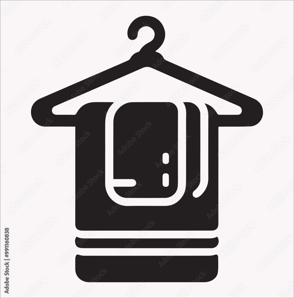 Hanging towel icon vector silhouette on a white background Hanging towel icon vector silhouette on a white background
