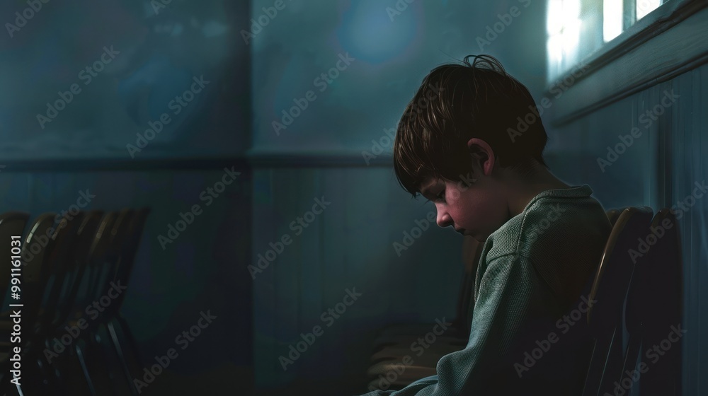 Young Boy Sitting Alone Young Boy Sitting Alone