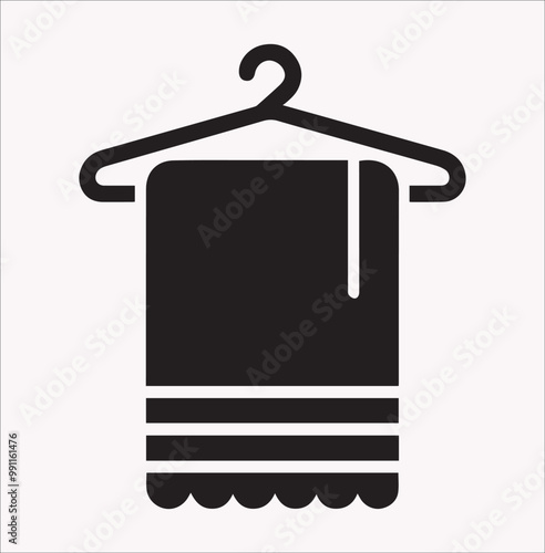 Hanging towel icon vector silhouette on a white background