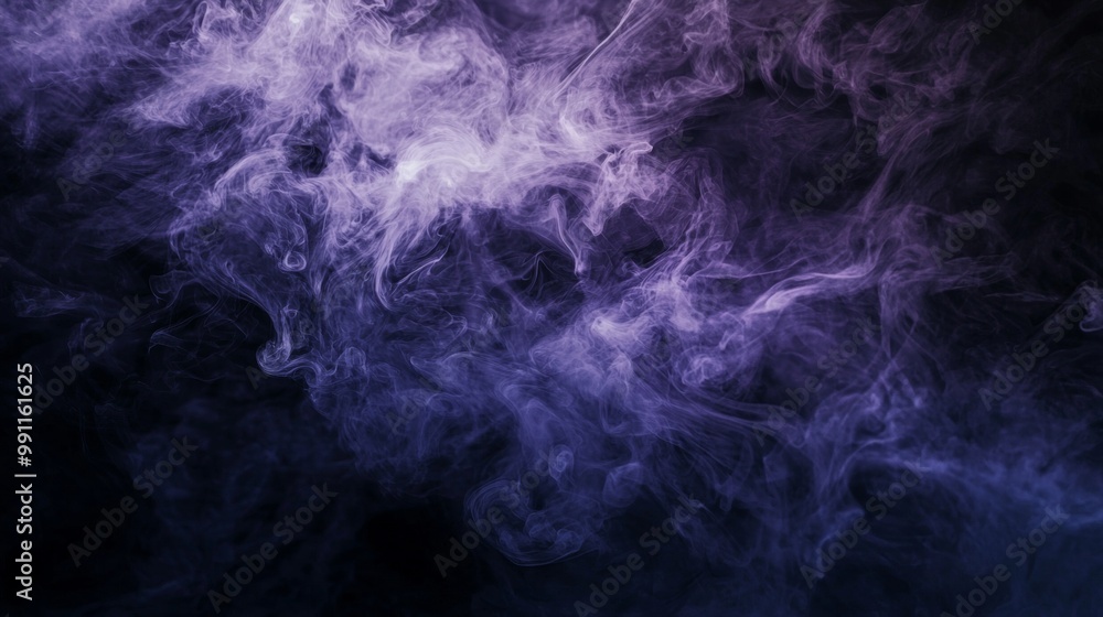 Obraz premium Swirling purple smoke dances gracefully on a dark background, creating captivating shapes and textures. Perfect for adding vibrancy to any project