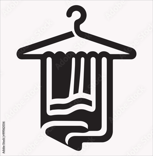 Hanging towel icon vector silhouette on a white background