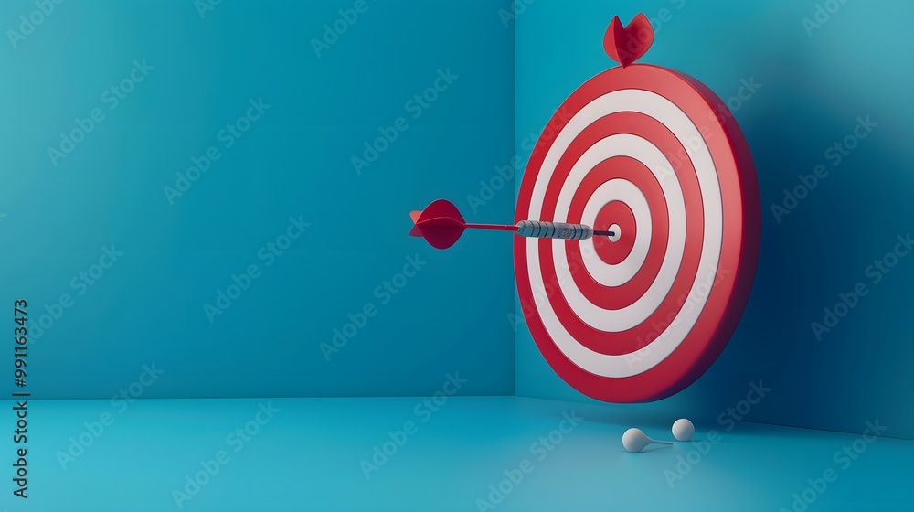 3D Illustration of Darts Hitting the Target Representing Business Goal Achievement 3D Illustration of Darts Hitting the Target Representing Business Goal Achievement
