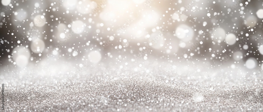 A soft-focus winter scene with falling snowflakes and a shimmering ground. A soft-focus winter scene with falling snowflakes and a shimmering ground.