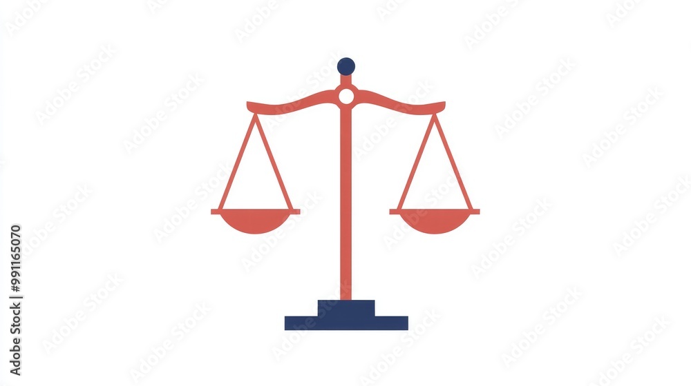 A justice icon with balanced scales, conveying the concept of law and fairness in a clean, minimalist format A justice icon with balanced scales, conveying the concept of law and fairness in a clean, minimalist format