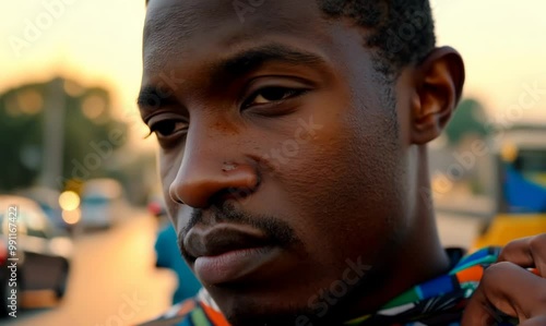 Kenyan Man Waiting for a Bus, Checking Time