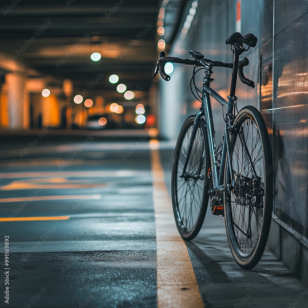 Obraz premium Rear view of bicycle on parking.