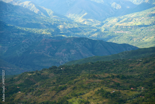 View from Moncora Biopark, a tropical dry forest recovery area visited by locals and tourists as a spectacular viewpoint in Barichara, Santander, Colombia. photo