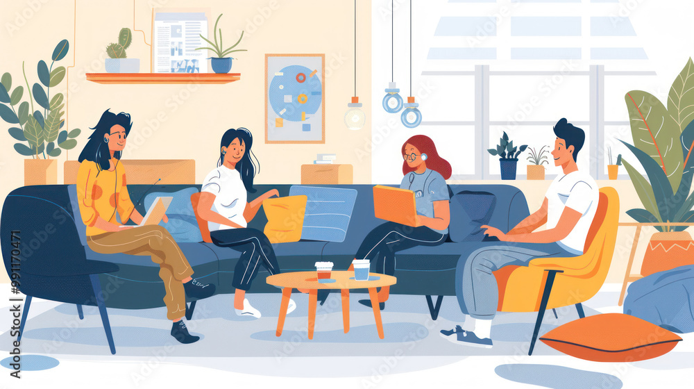 A company hosting a virtual happy hour for remote employees, fostering team spirit and informal communication outside of work tasks. A company hosting a virtual happy hour for remote employees, fostering team spirit and informal communication outside of work tasks.