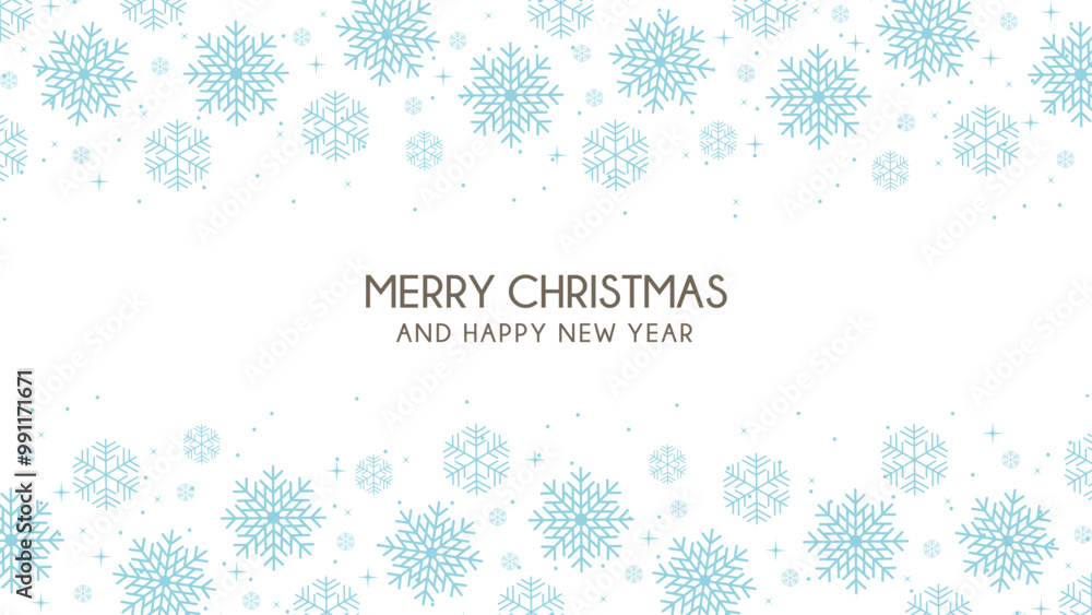 Merry Christmas and happy new year banner background. Winter Blue snowflakes vector background