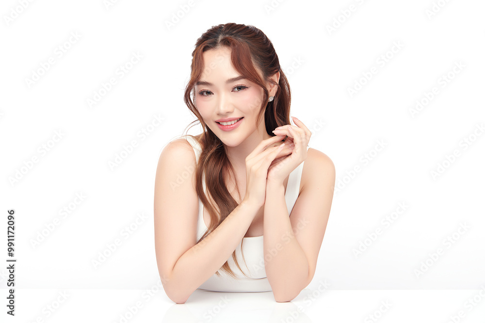 Beautiful young asian woman with clean fresh skin on white background, Face care, Facial treatment, Cosmetology, beauty and spa, Asian women portrait. Beautiful young asian woman with clean fresh skin on white background, Face care, Facial treatment, Cosmetology, beauty and spa, Asian women portrait.