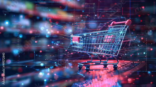 Obraz na płótnie A company using AI-driven analytics to predict customer needs, improve inventory management, and enhance the overall e-commerce experience. w salonie