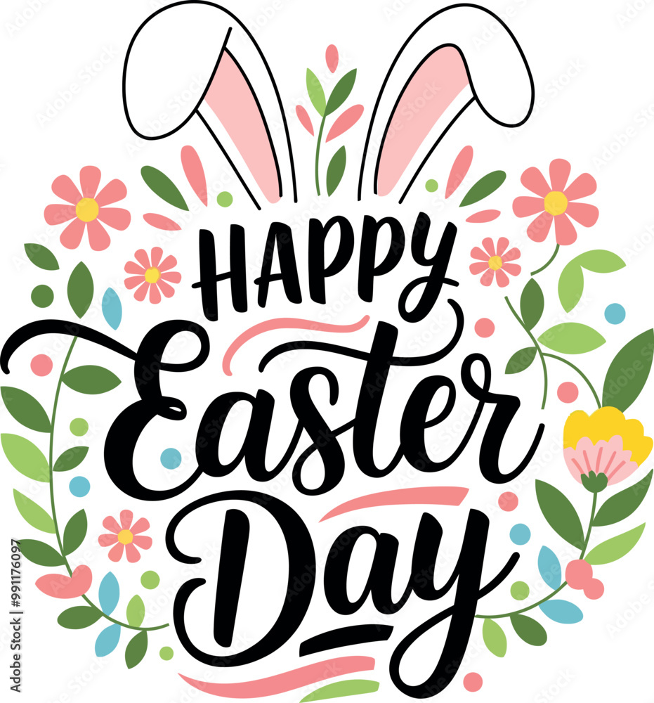 Obraz premium Happy Easter day with hand drawn design