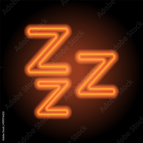Sleep simple icon vector. Flat design. Orange neon on black background