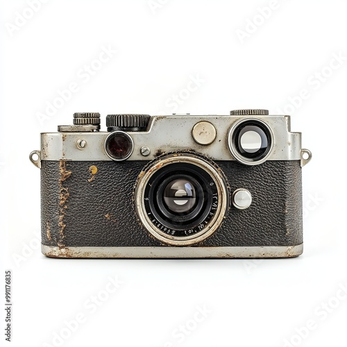 Old camera on white background, isolated.