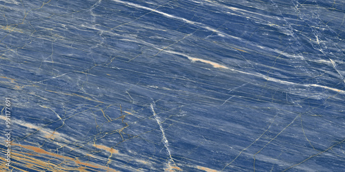 dark natural blue marble stone with golden veins slab vitrified high glossy texture marble R1 photo