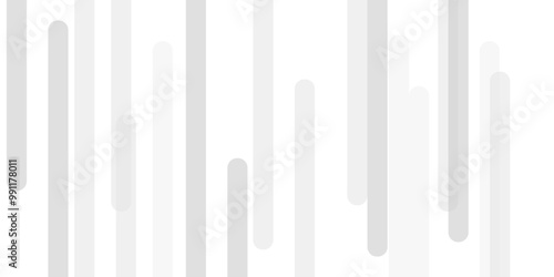 White background with white stripes lines. White transparent material shapes in random geometric pattern.