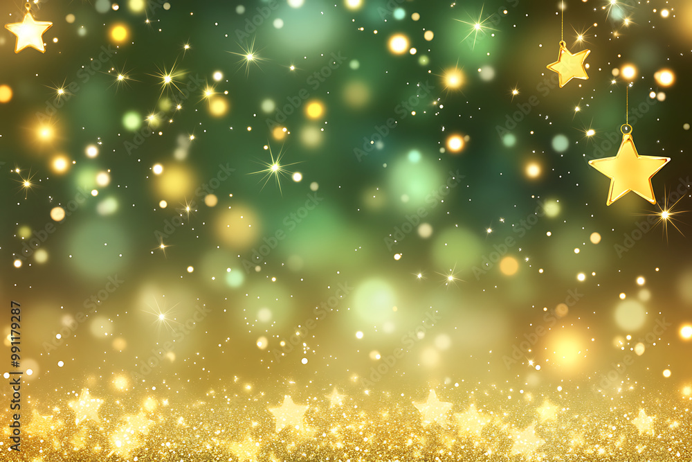 Glamorous New Year's background with a gold and black glitter gradient, accented by bright stars Glamorous New Year's background with a gold and black glitter gradient, accented by bright stars