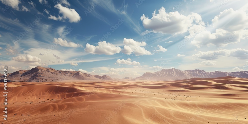 Desert Landscape with Mountains and Blue Sky Desert Landscape with Mountains and Blue Sky