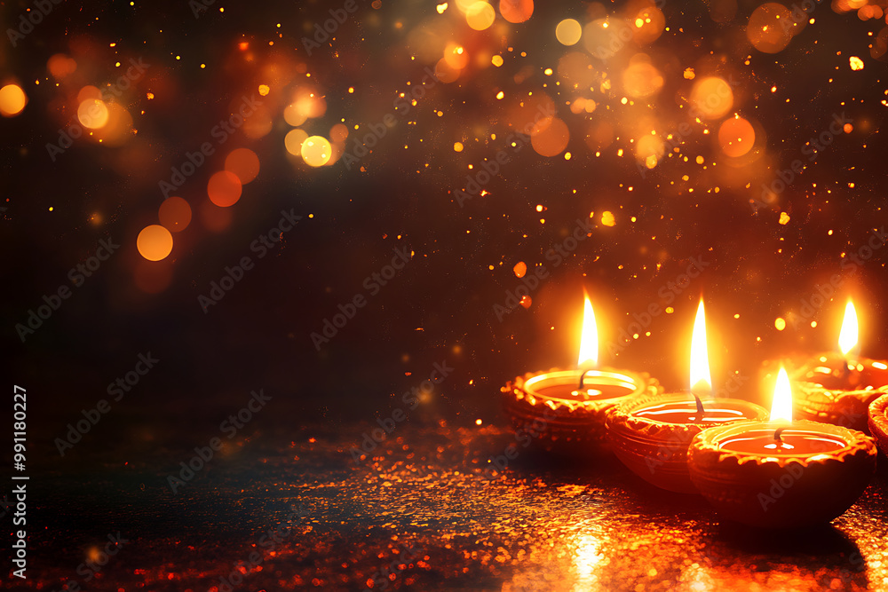 Glamorous Diwali background with shimmering gold patterns and sparkling lights Glamorous Diwali background with shimmering gold patterns and sparkling lights