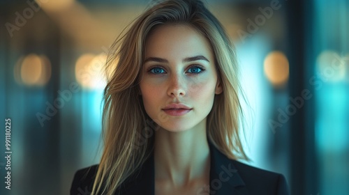 Wallpaper Mural female entrepreneur and business leader, showcasing corporate leadership, management skills, and business strategy, driving company growth and professional development in the office Torontodigital.ca