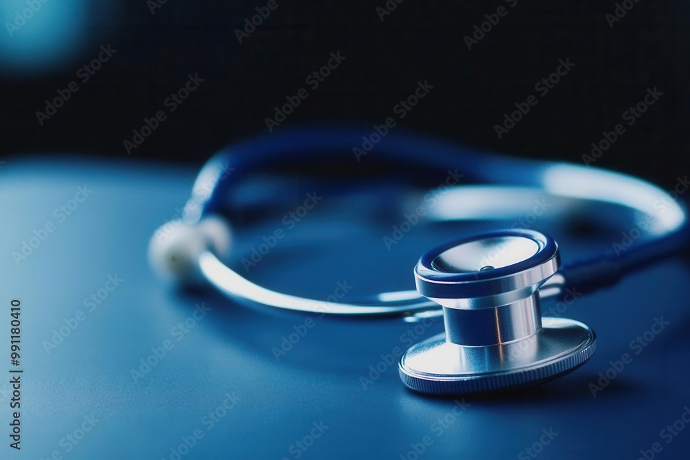 Close-up of a stethoscope on a dark surface, symbolizing healthcare and medical professionalism. Close-up of a stethoscope on a dark surface, symbolizing healthcare and medical professionalism.
