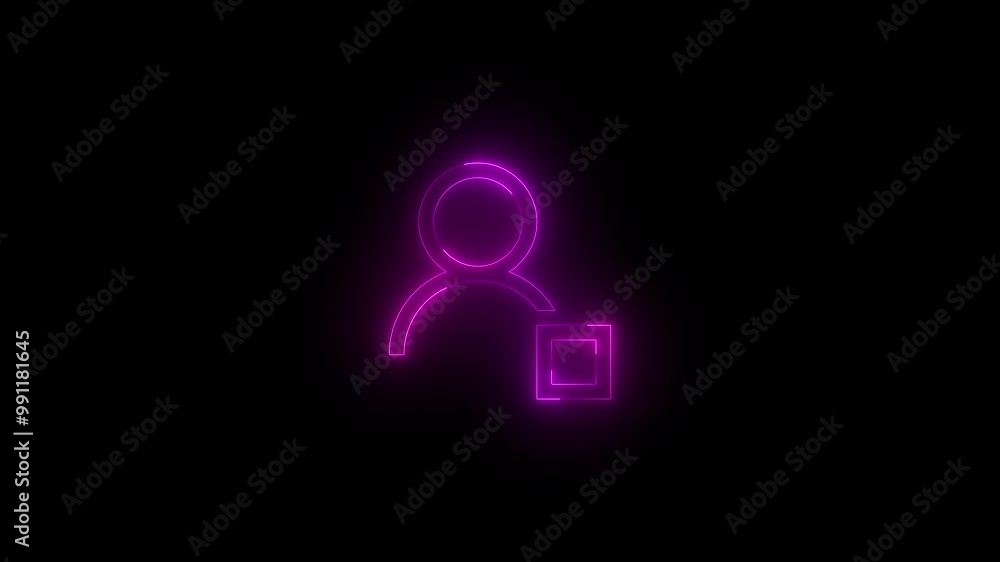 Neon contact presence icon pink glowing black background animation Neon contact presence icon pink glowing black background animation
