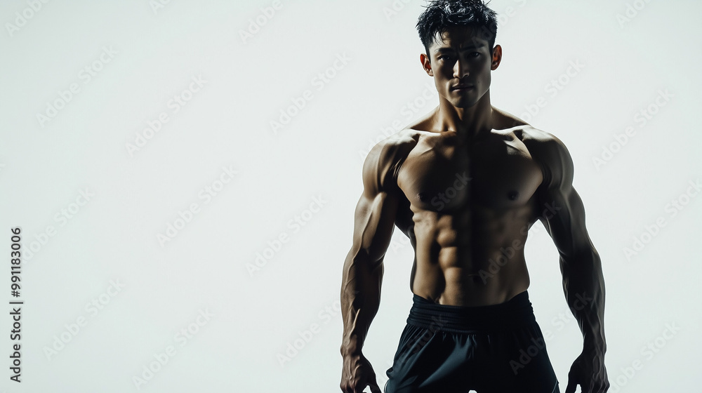 Muscular Man Standing in Shadows Muscular Man Standing in Shadows