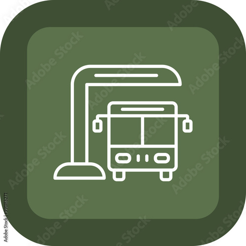 Bus Station Vector Icon Design
